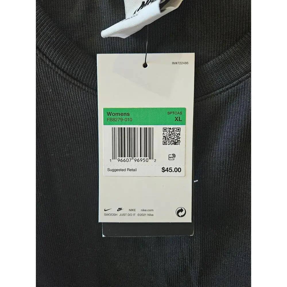 Nike Ribbed Crop Sleeveless Athletic Top Black XL FB8279-010